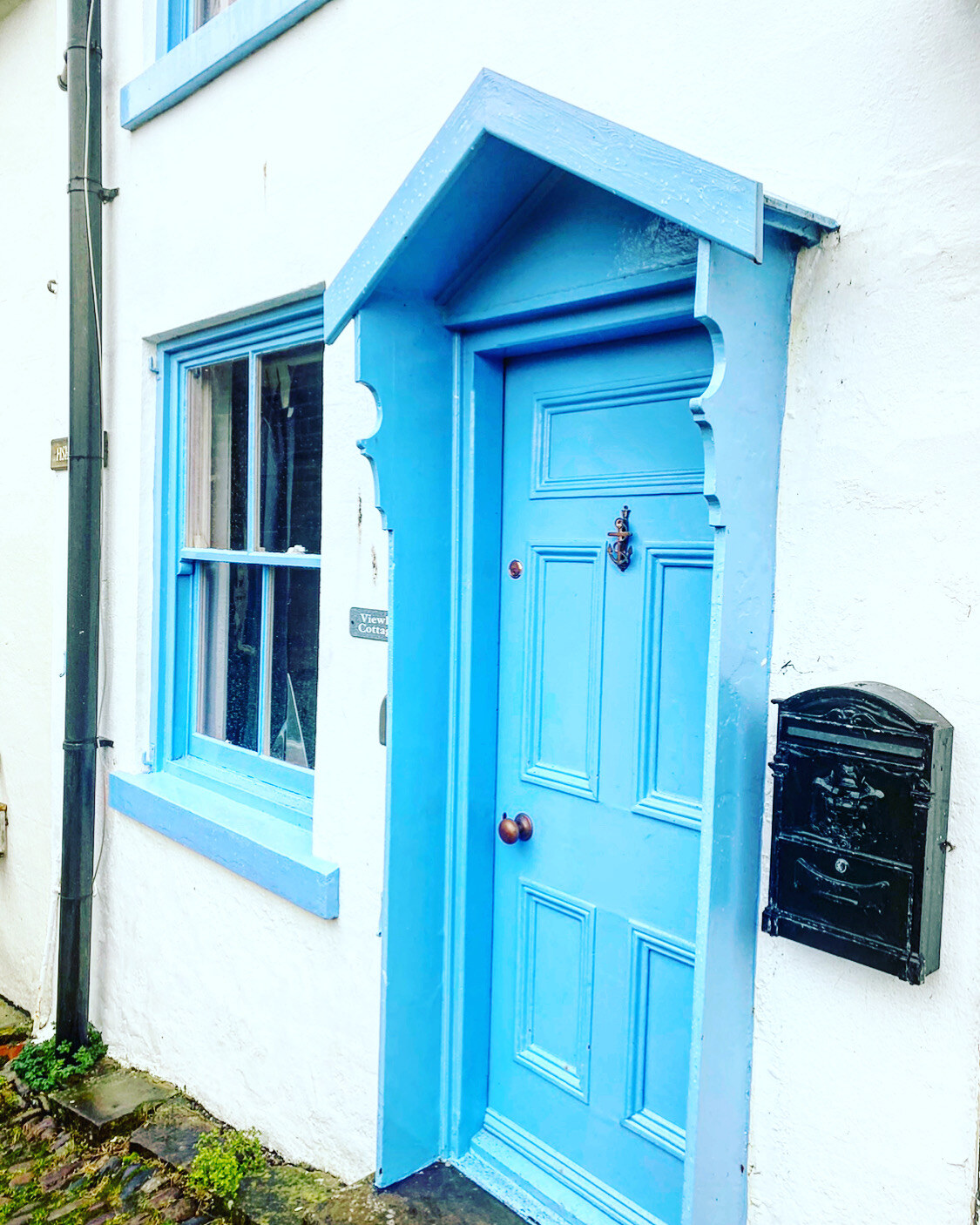 Viewley Cottage's distinctive blue front door